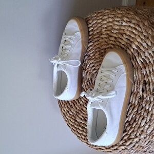 Madewell Womens Sidewalk Classic White Canvas‎ Low Sneakers Gum Soles S-6.5